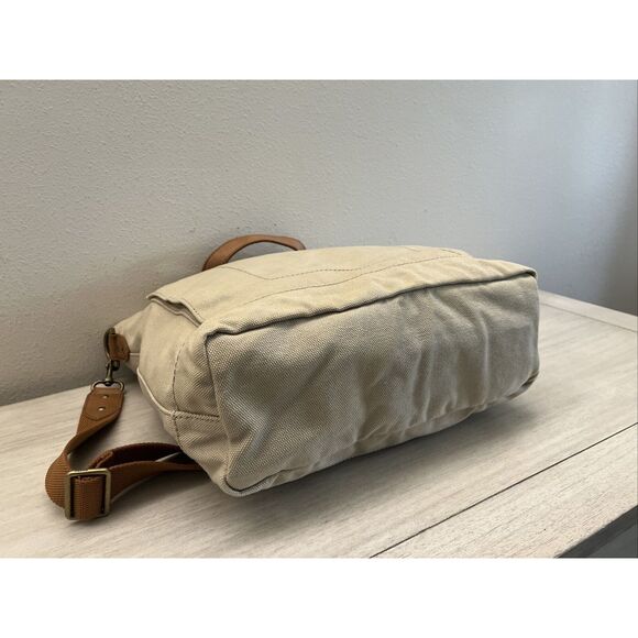Fossil Workman CVS Canvas Utility Tote/Bag Large New Beige Brown Leather - Picture 8 of 16